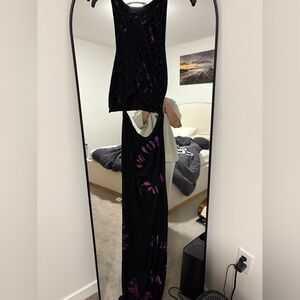 Indah Black and Purple Rayon Dress